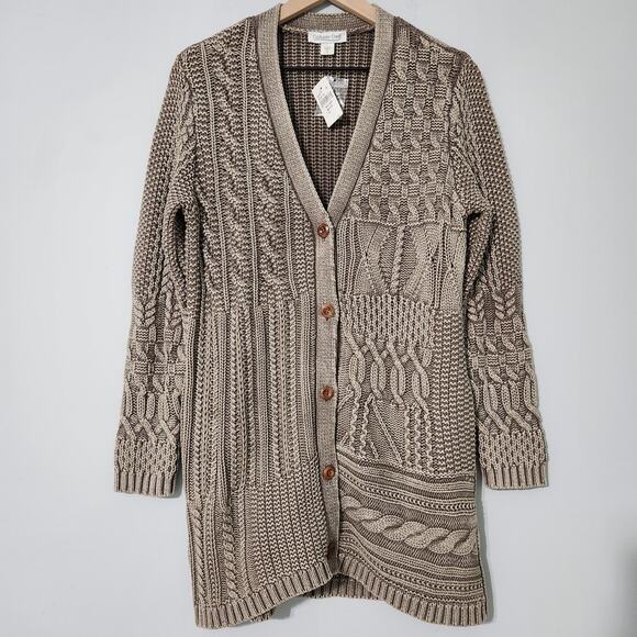 NEW Coldwater Creek Vintage Wash Mixed Pattern Knit Cardigan Sweater, S - Picture 1 of 10